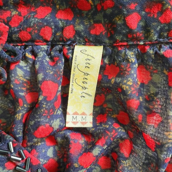 Free People If I Had You Peplum Blouse Red Size M - Picture 6 of 6